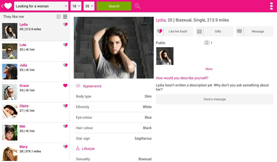 Different Search Options on DateMe