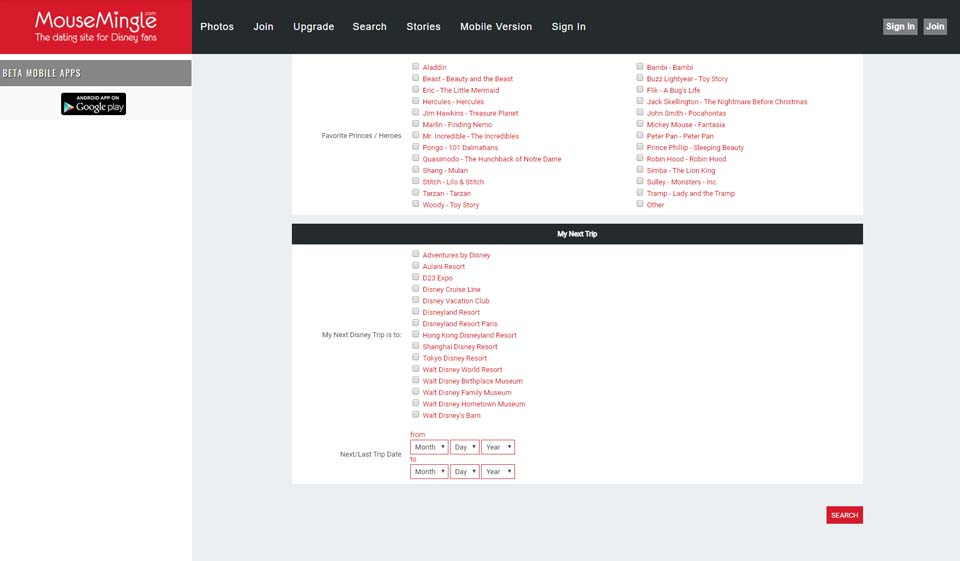 What Are The Different Options Of MouseMingle Search?
