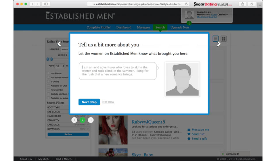 Ist es möglich, die etablierten Männer zu sehen, die mir gefallen haben?