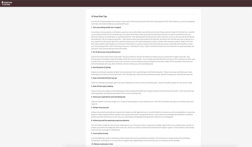 Girlsdateforfree Kontaktinformationen der Website