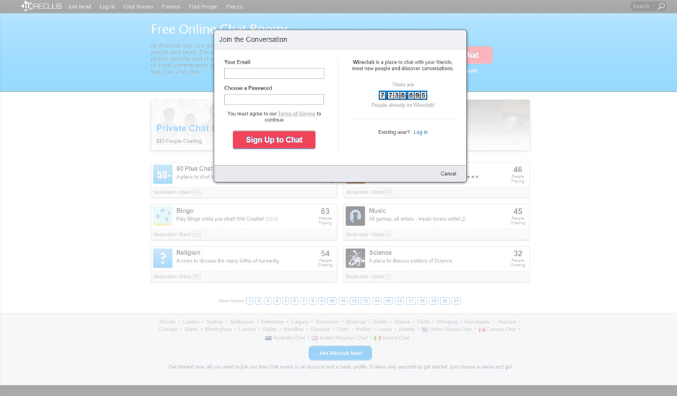 How many members does Wireclub have all around the world