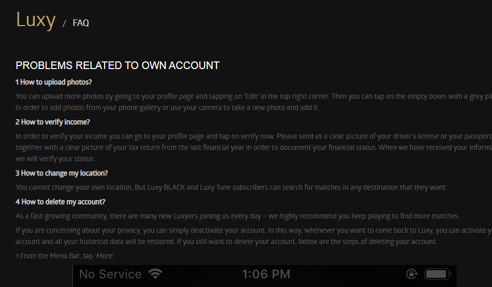 Luxy Users Profile Quality