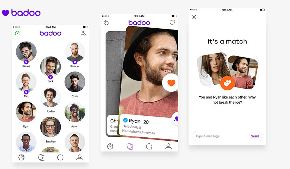 What are the different options of Badoo Search?