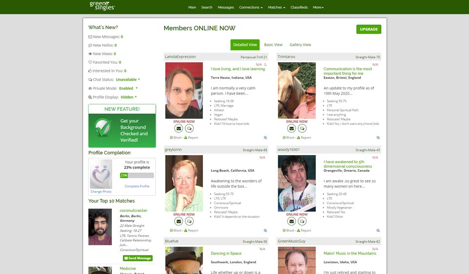 How many eco members do Green Singles hold globally?