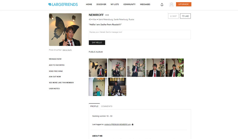 What are the different options of LargeFriends.com Search?