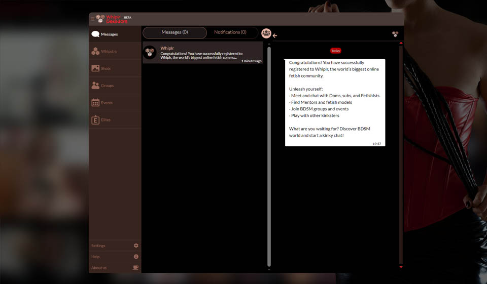 Jak rozpocząć wysyłanie wiadomości z kimś na Whiplr?